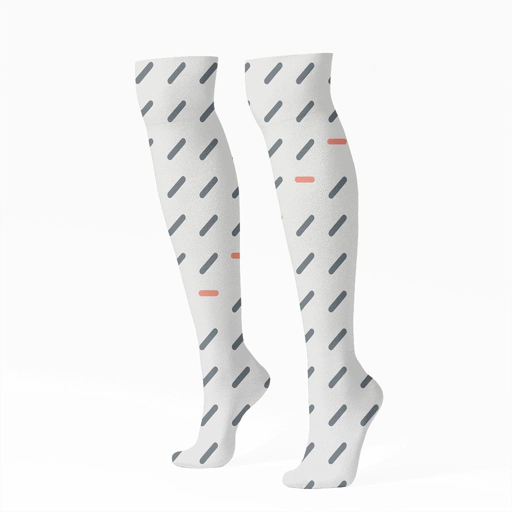 Diagonal Step Grid trendy patterned knee-high socks