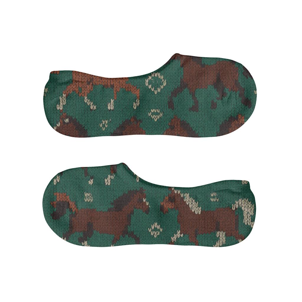 Knitted Pasture Horse Tapestry anti-slip no-show socks