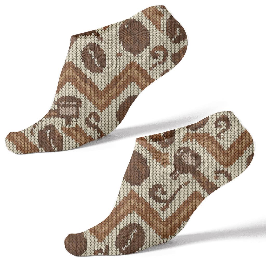 Barista Bean Chevron On Cream Ground premium sports ankle socks