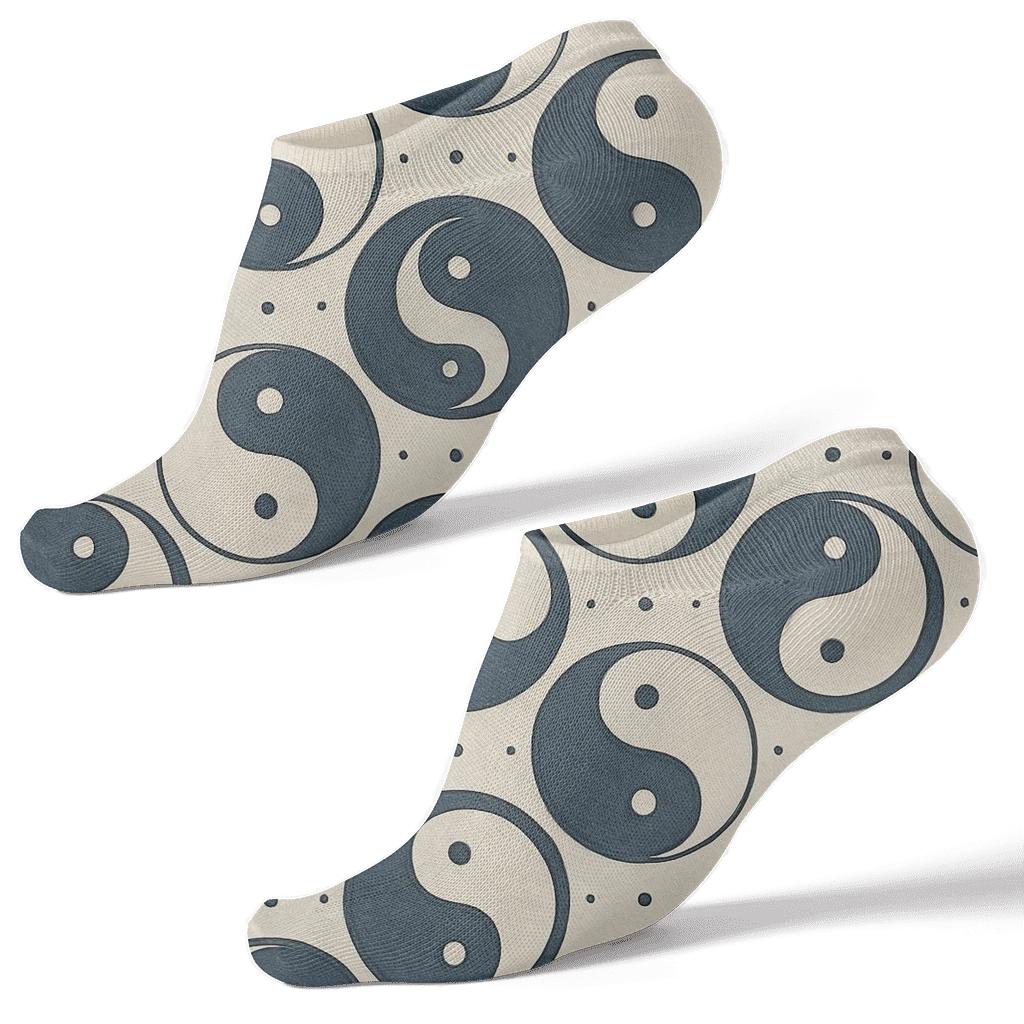 Indigo Koi Taijitu Tessellation On Cream custom ankle socks