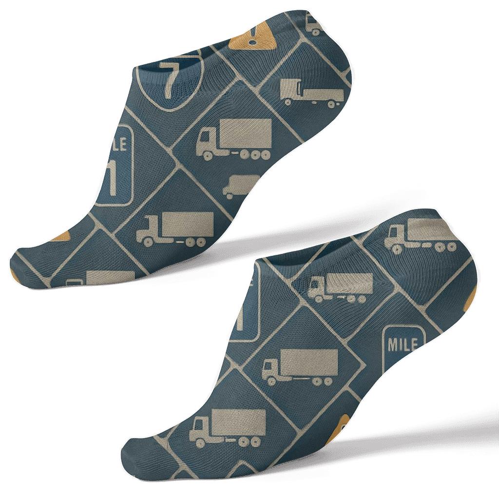 Vintage Road Sign Lattice For Truck Driver Adventures custom ankle socks