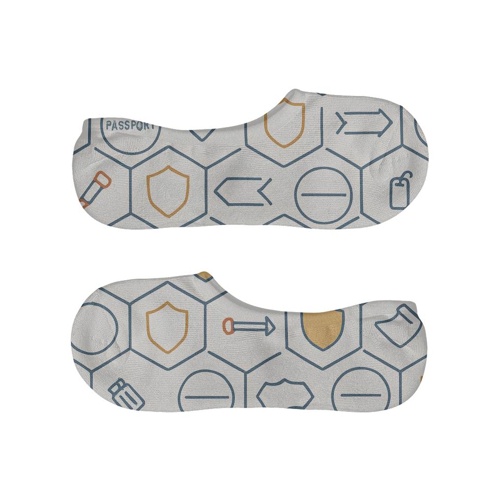Tessellated Passport Stamps With Customs Officer Detail comfortable invisible socks