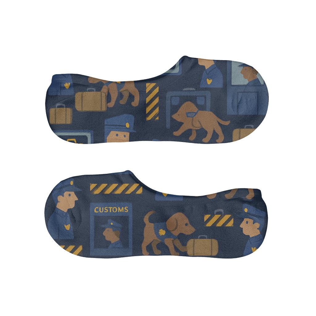 Customs Officer Badge Grid On Cobalt Field breathable no-show socks