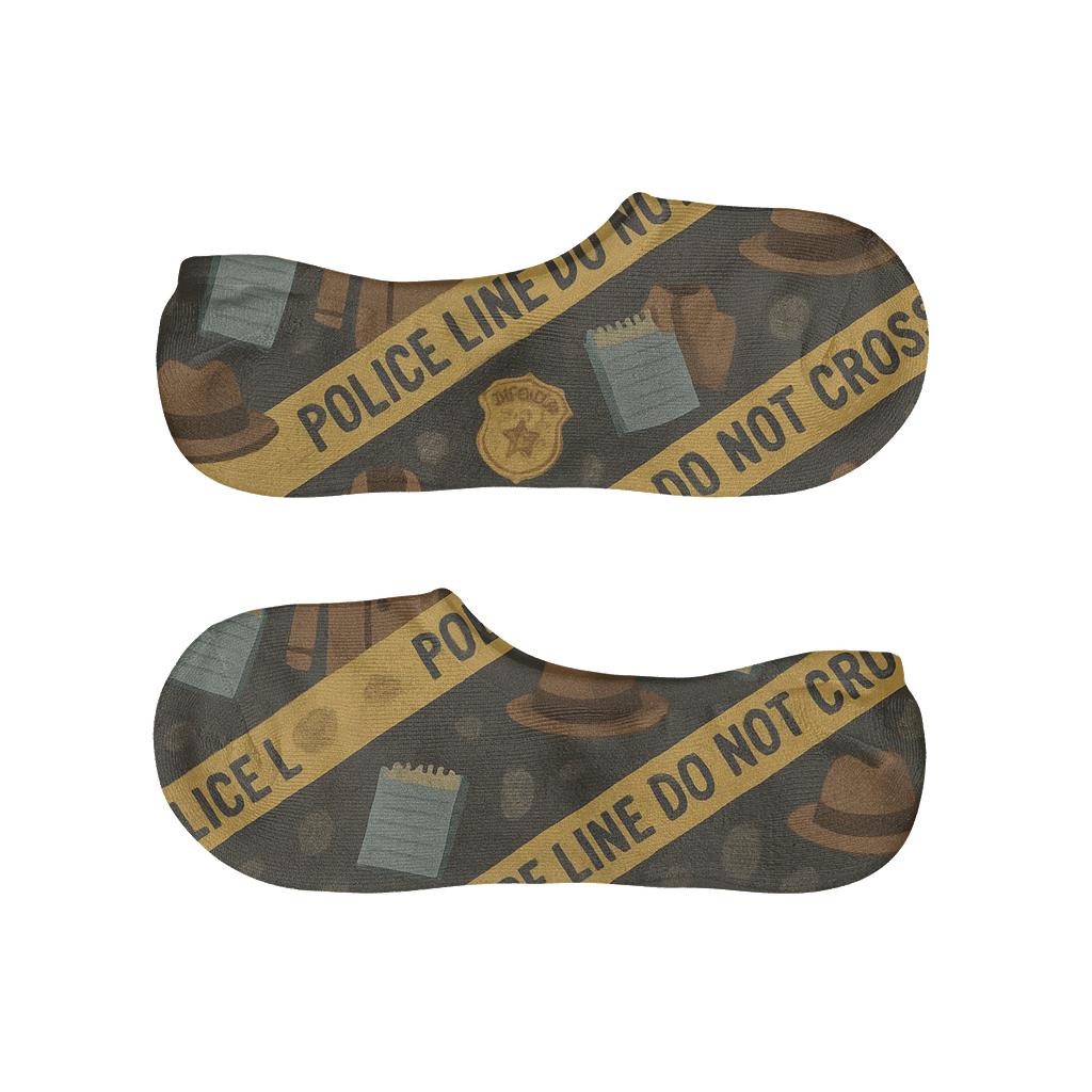 Detective Chic Poster Look With Police Detective Tape Bands personalized invisible socks