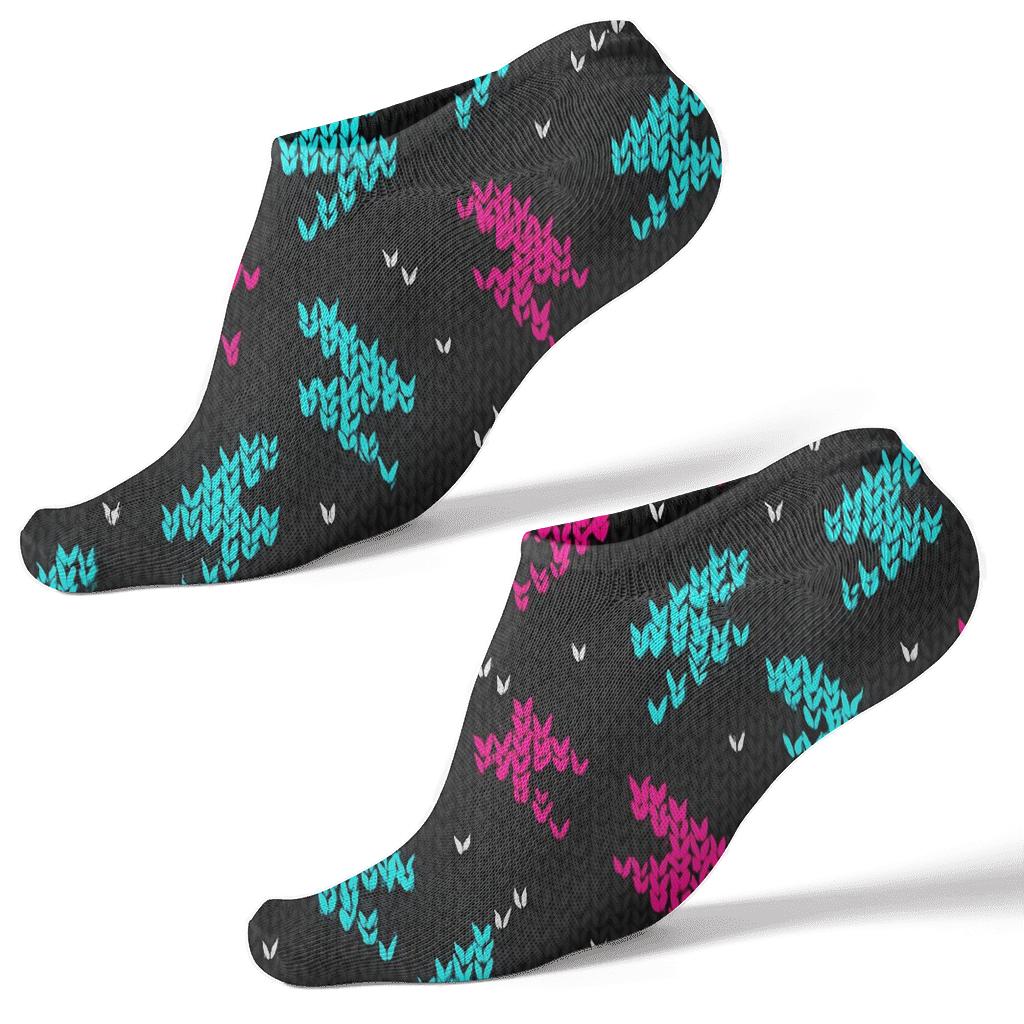 Neon Chevron Micro Bolt Knit Illusion comfortable cotton ankle socks