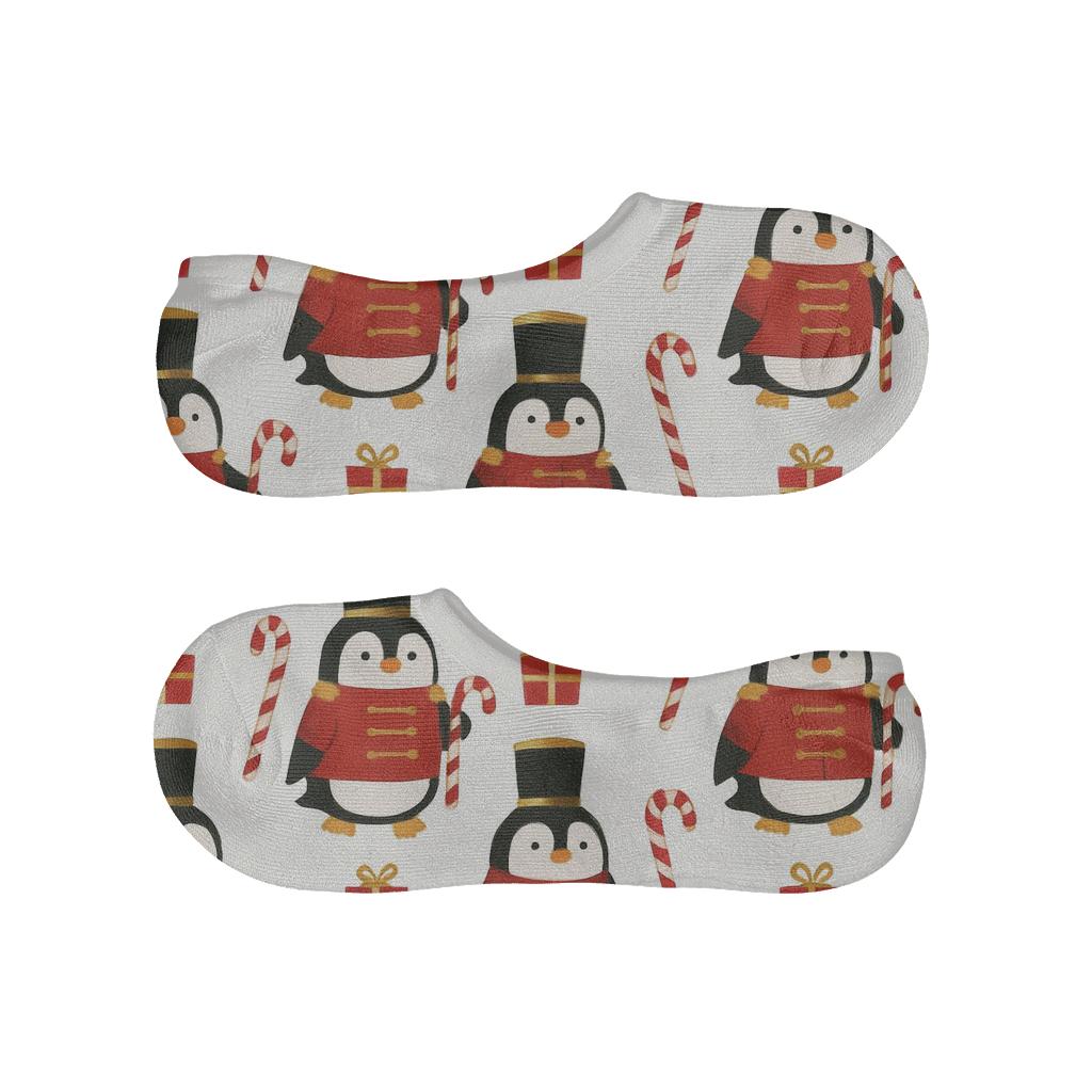 Nutcracker Penguin March Stripe On White Background breathable no-show socks