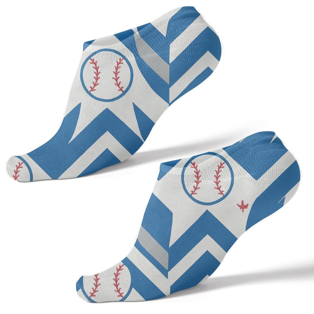 Blue Jays Feather Chevron Grid custom ankle socks