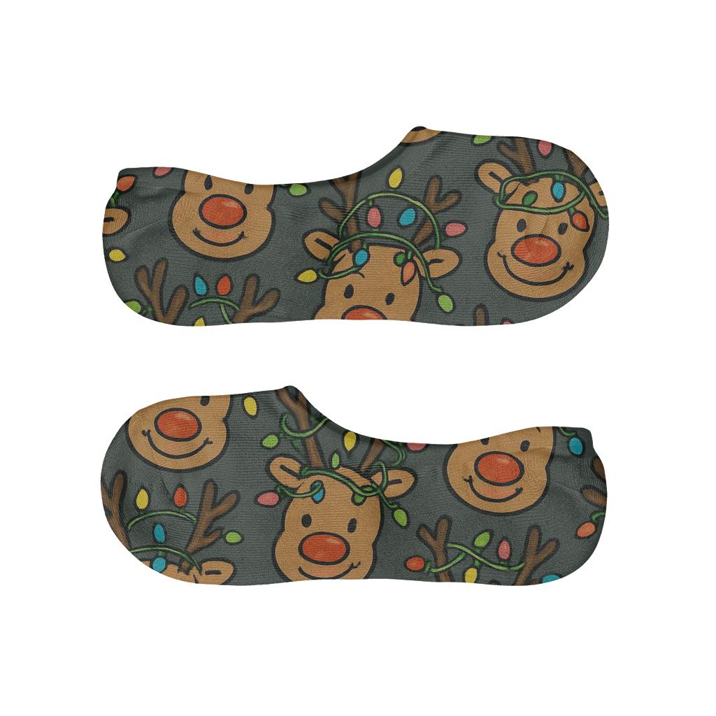 Christmas Reindeer Light Tangle Diagonal Repeat anti-slip no-show socks