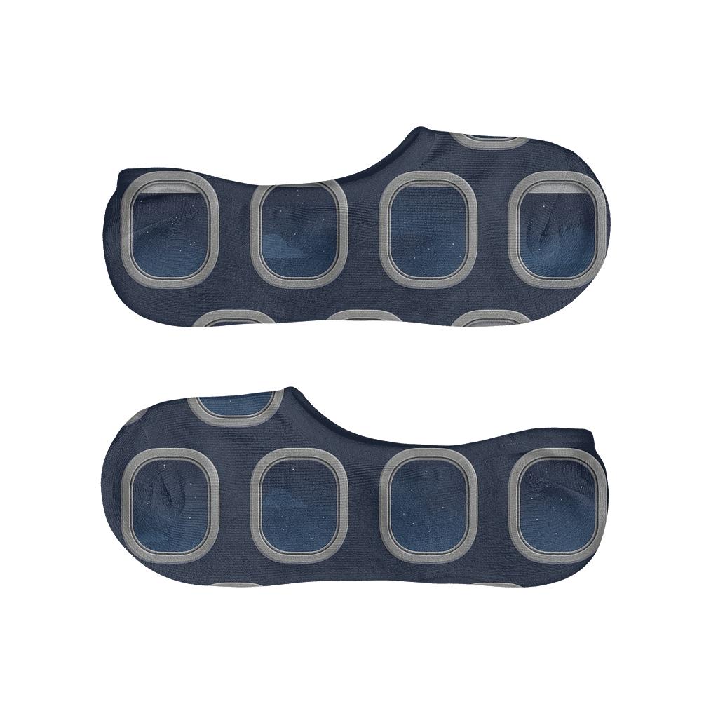 Airplane Window Grid With Night Sky Glow unique hidden socks