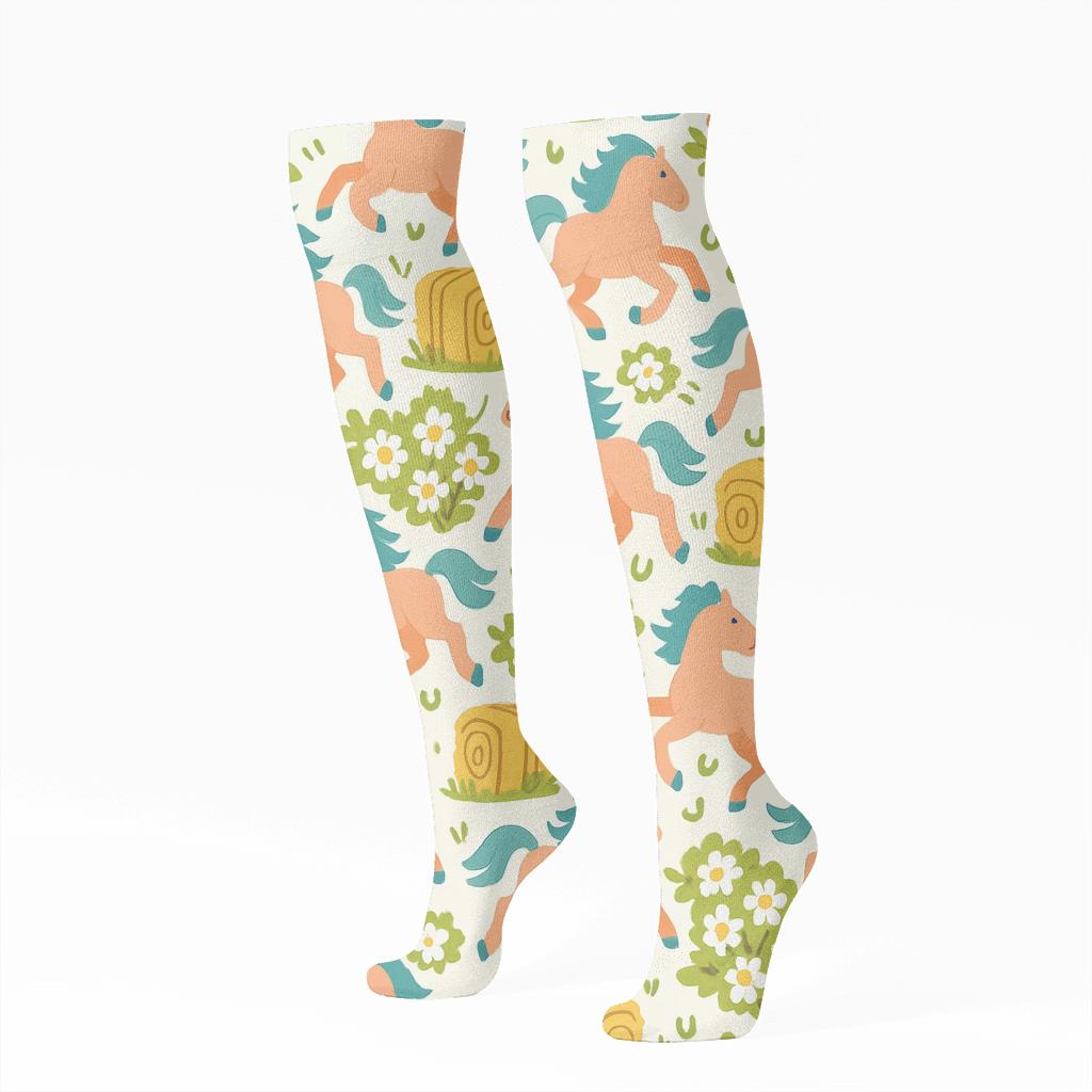 Pony-Canter Wildflower Tessellation unique graphic knee-high socks