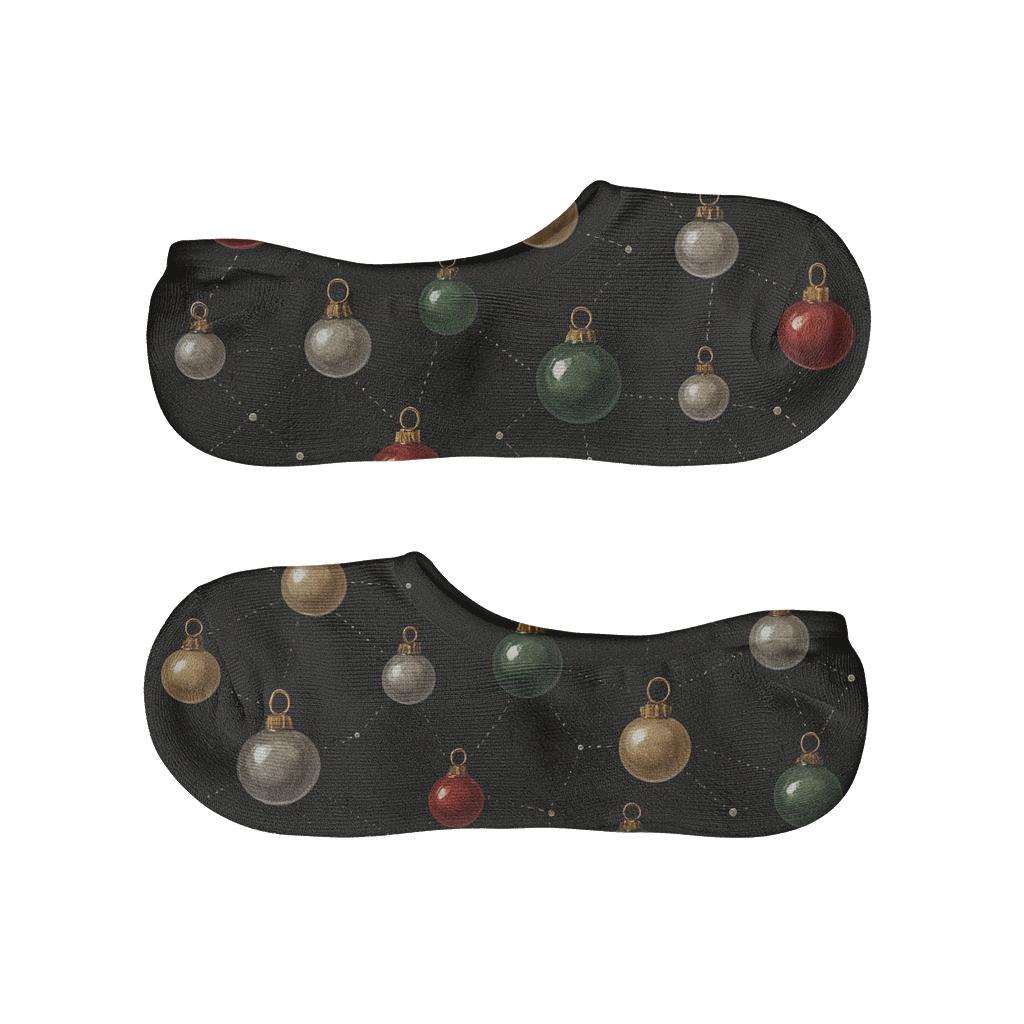 Xmas Ornament Constellation Scatter On Black Background comfortable invisible socks