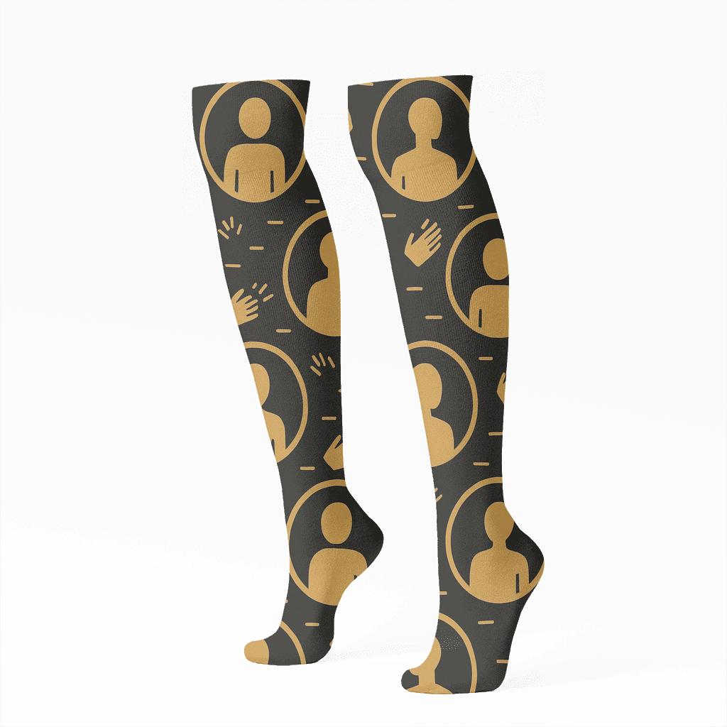 Spotlight Silhouette Grid With Actor designer print knee-high socks