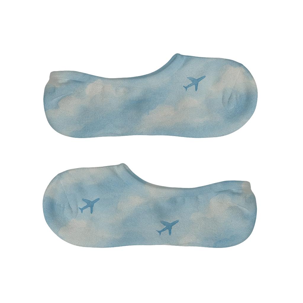 Sky Calm Pattern With Airplane Silhouettes unique hidden socks