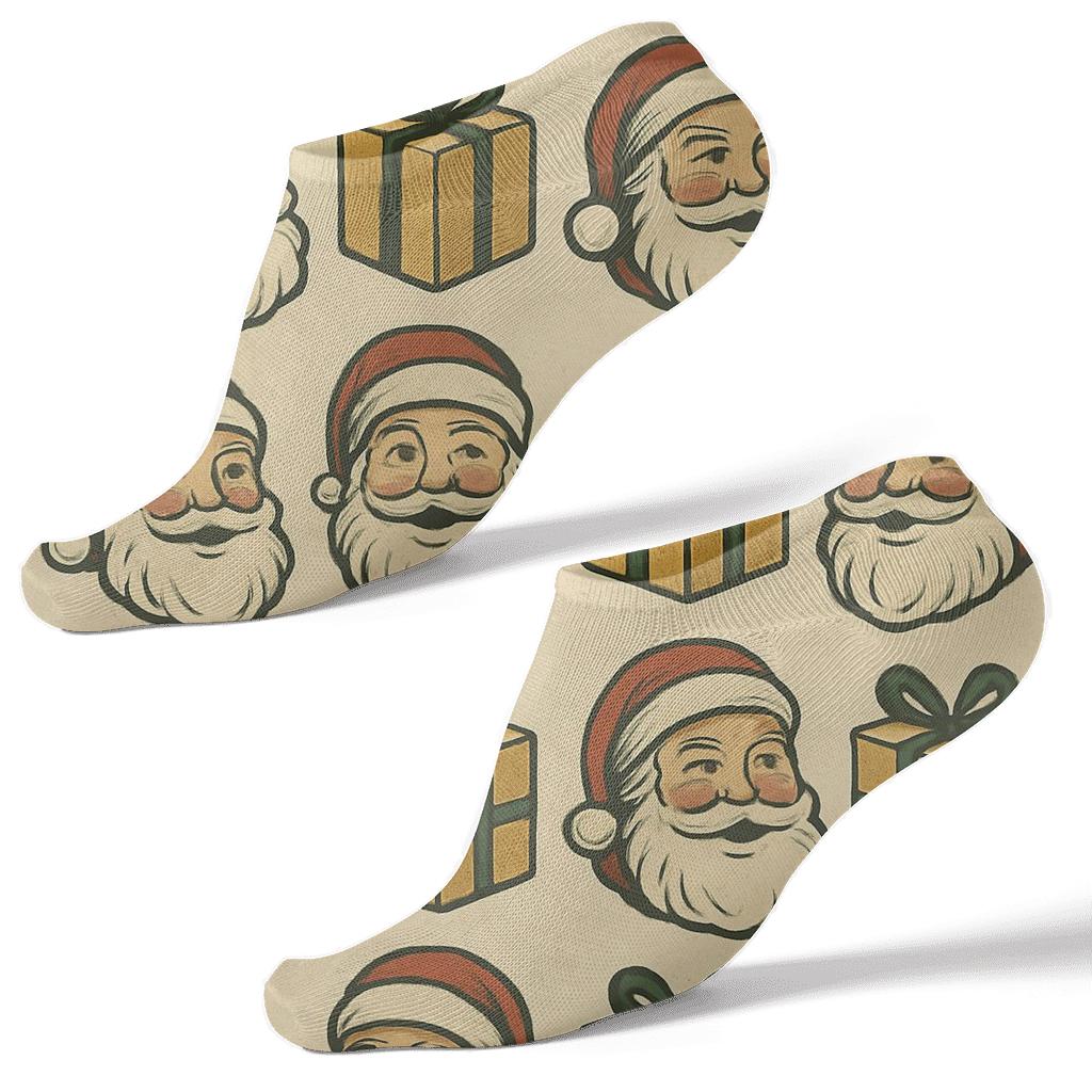 Vintage Poster Santa Grid For Holiday Cheer personalized ankle socks