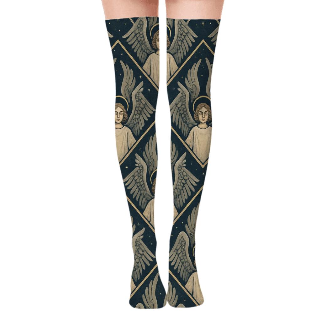Seraph Tilework Angel Pattern stylish fashion over-the-knee socks