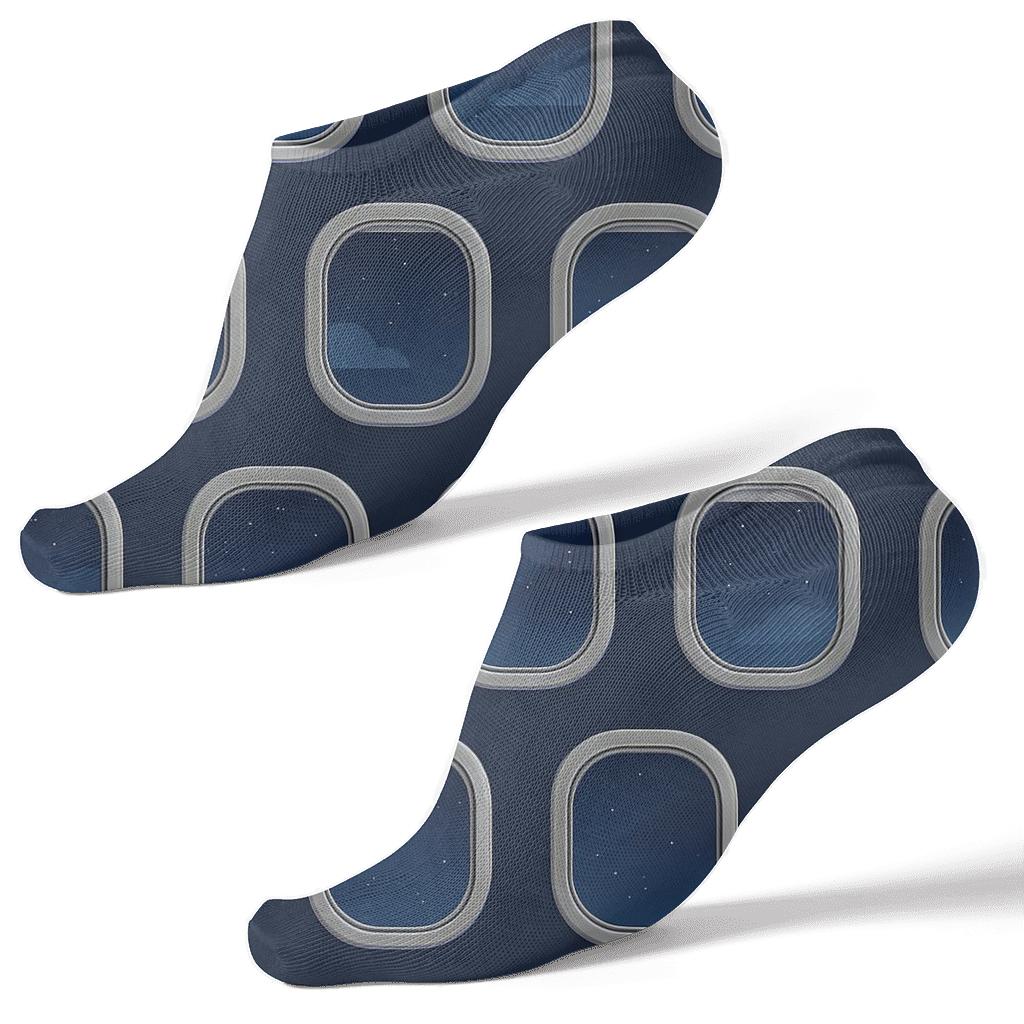Airplane Window Grid With Night Sky Glow comfortable cotton ankle socks