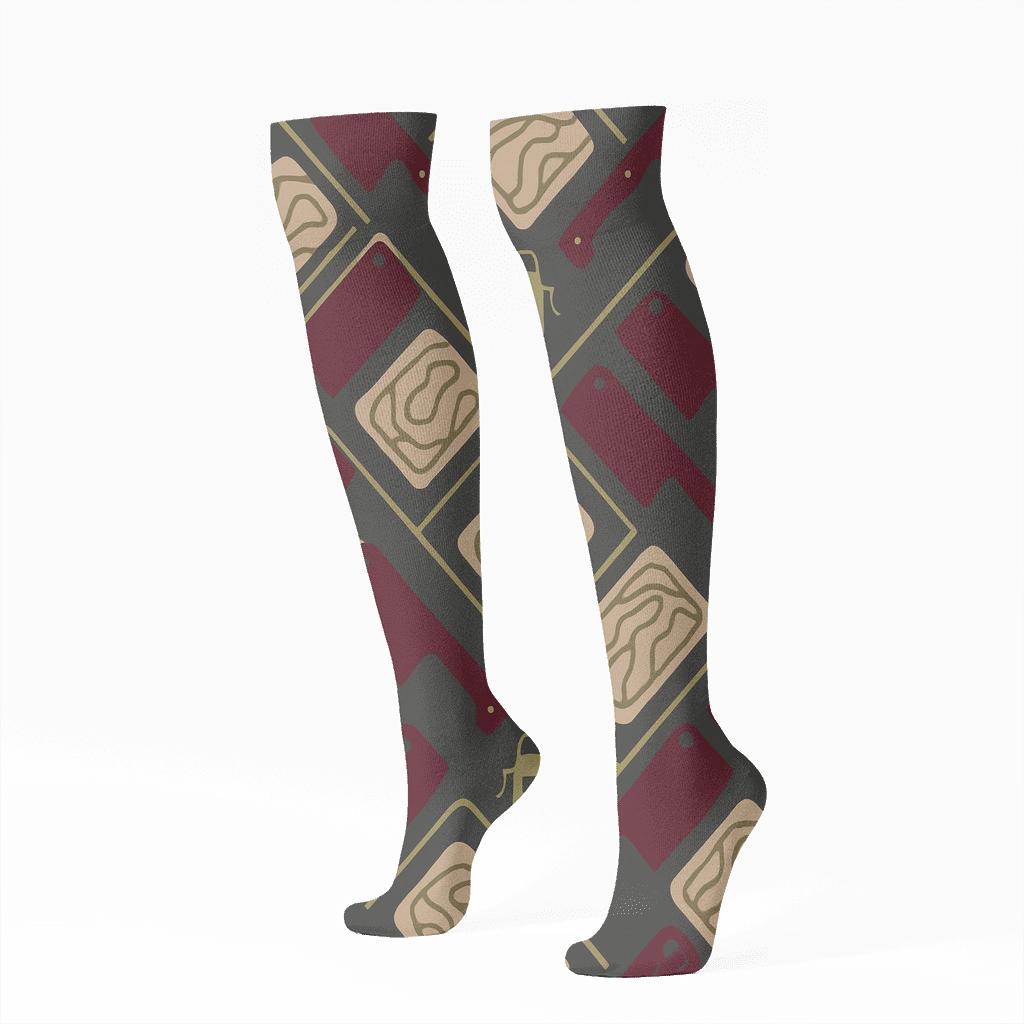 Cleaver Lattice In Butcher Style trendy patterned knee-high socks