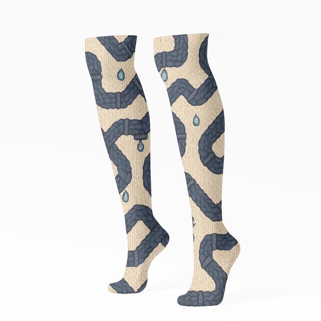 Knitted Plumber Pipe Lattice soft everyday knee-high socks