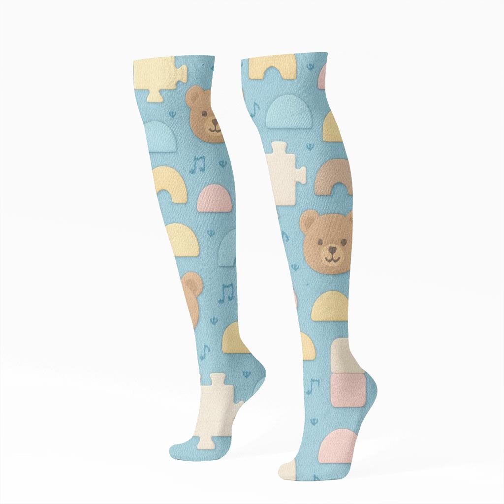 Childcare Worker Knitted Play Mat Tessellation designer print knee-high socks