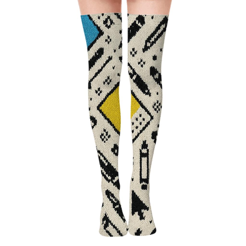 Knitted CMYK Workspace, Graphic Designer Edition soft everyday over-the-knee socks
