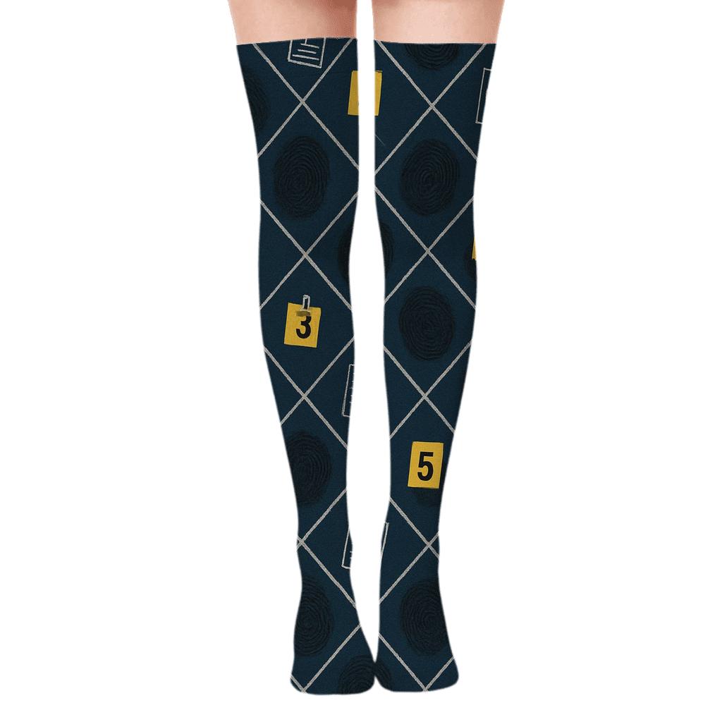 Midnight Evidence Map, Police Detective Edition comfortable cotton over-the-knee socks