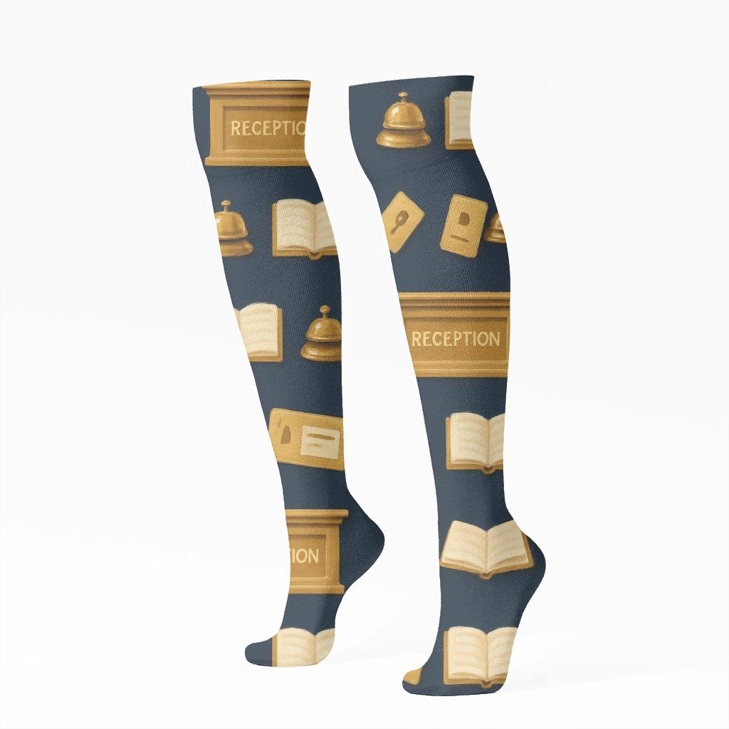 Concierge Counter Rhythm For Hotel Receptionist trendy patterned knee-high socks