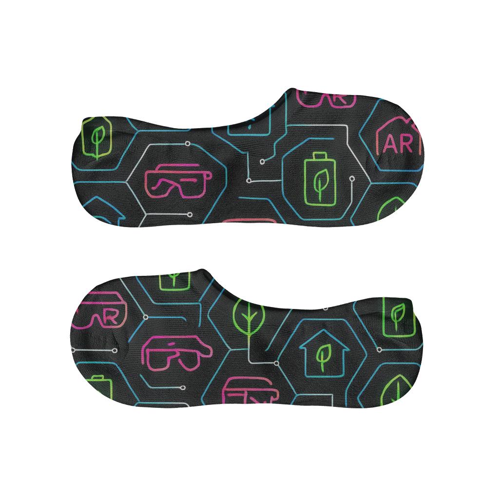 Neon Circuit Bloom Pattern For 2025 anti-slip no-show socks