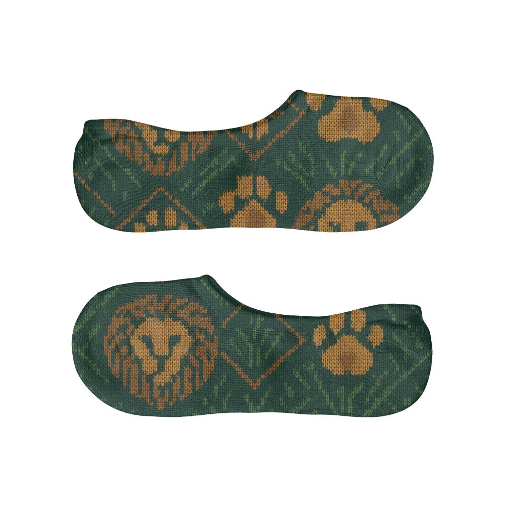 Savanna Knit Illusion Lion Tapestry soft cotton no-show socks