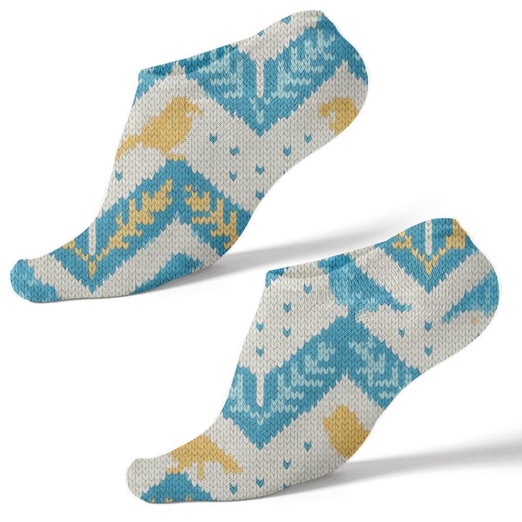Knitted Bird Feather Chevron unique graphic ankle socks