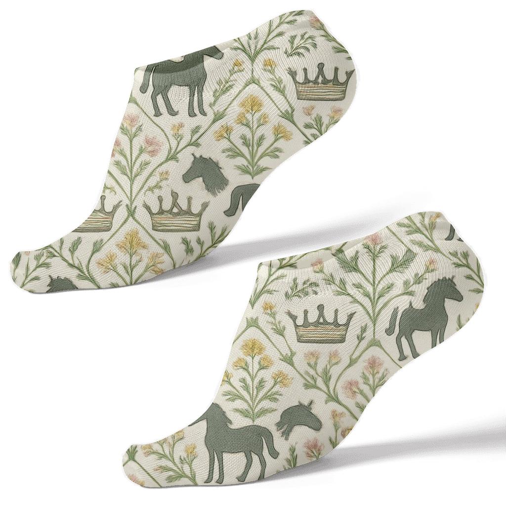 Wildflower Lattice With Pony Silhouette Accents designer print ankle socks