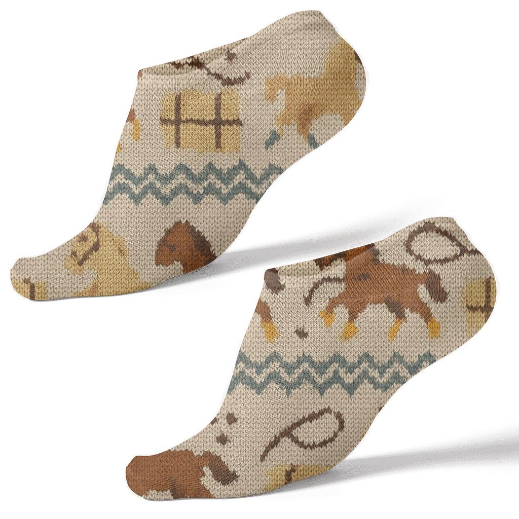 Knitted Horse Meadow Band Pattern soft everyday ankle socks