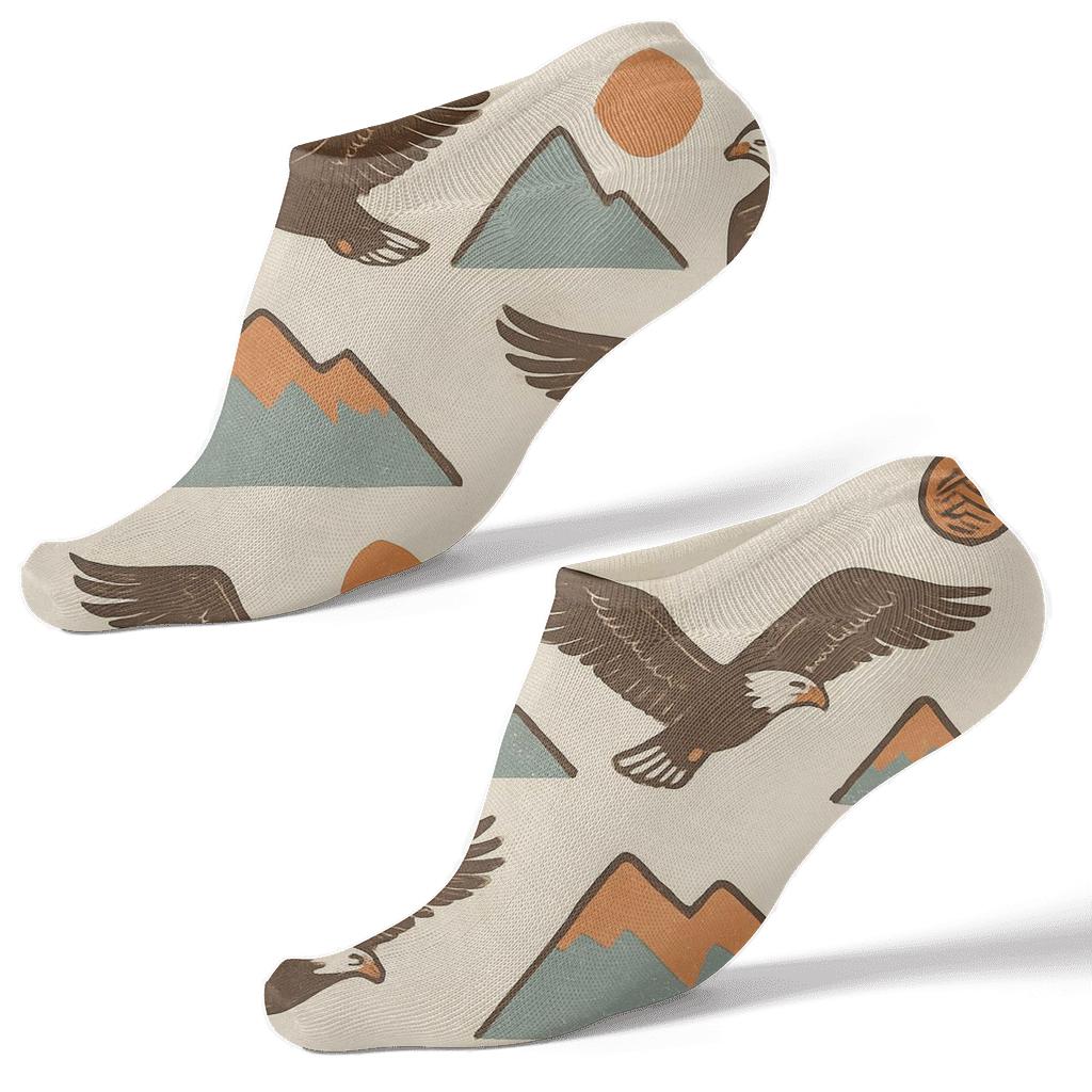 Mountain Grid With Soaring Eagle Motifs unique graphic ankle socks