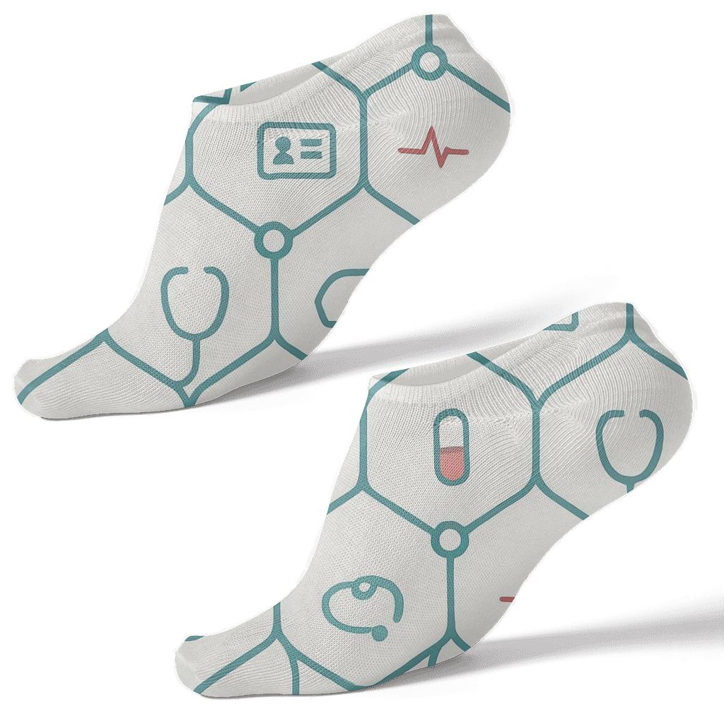 Stethoscope Lattice With Nurse Charms comfortable cotton ankle socks