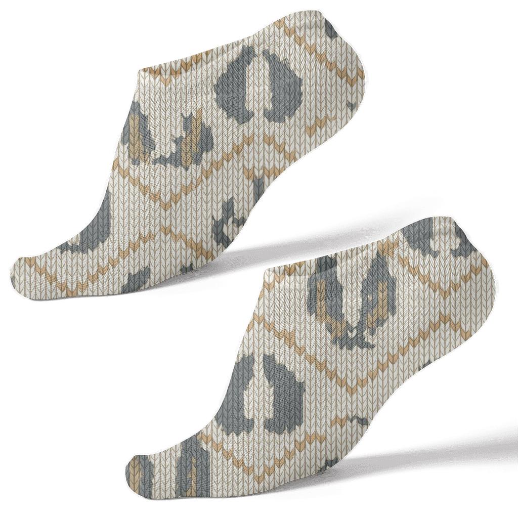 Knitted Illusion Donkey Ear And Hoofprint Chevron comfortable cotton ankle socks