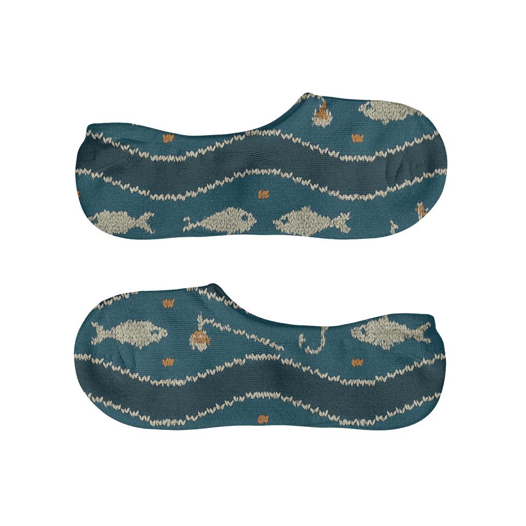 Knitted Fisher Linewave Stripe Pattern personalized no-show socks