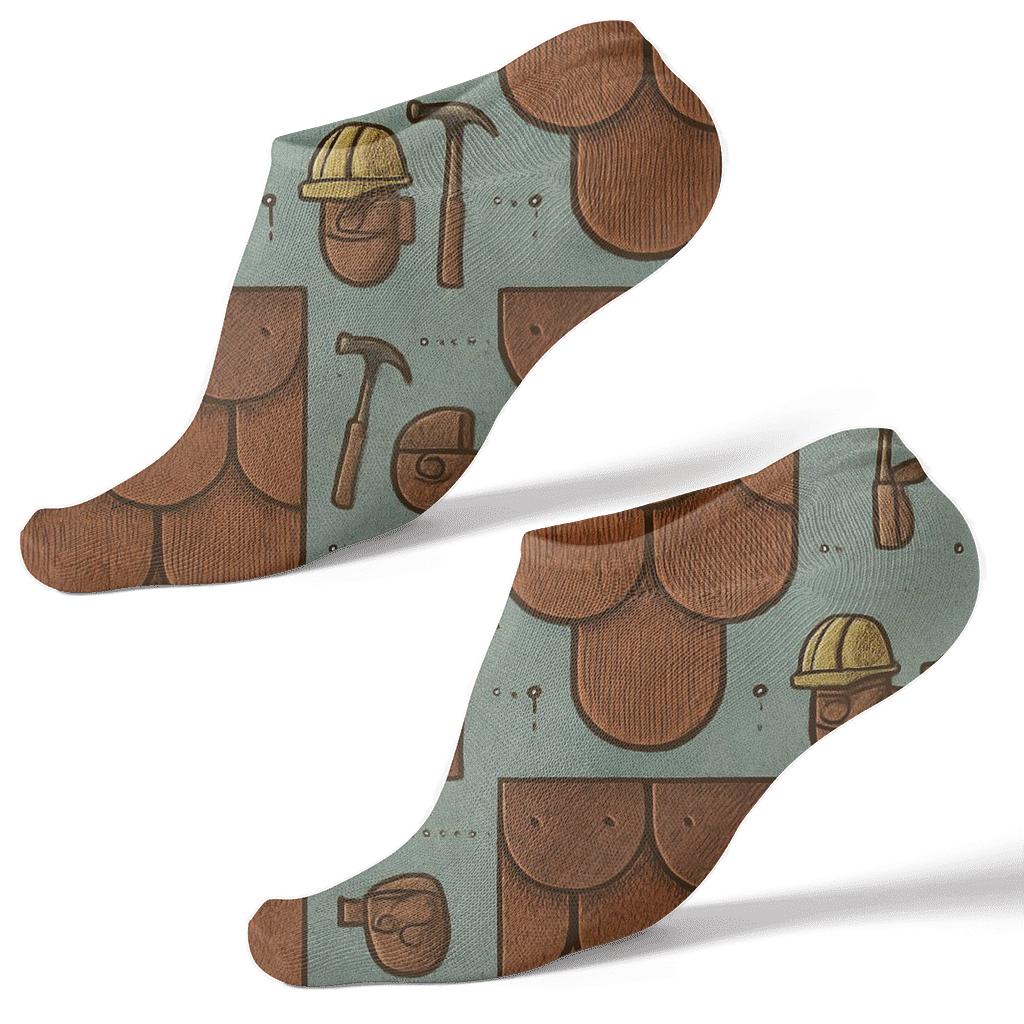 Roofer Shingle Lattice Parade custom ankle socks