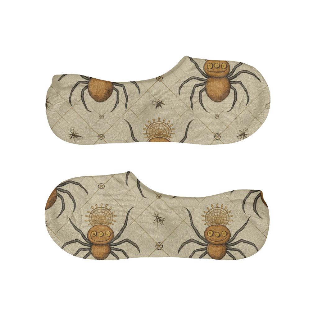 Botanical Chic Pattern With Spider Crowns designer printed no-show socks