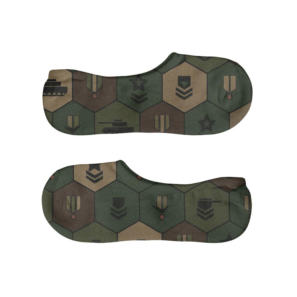 Camouflage Lattice With Soldier Insignia Accents breathable no-show socks