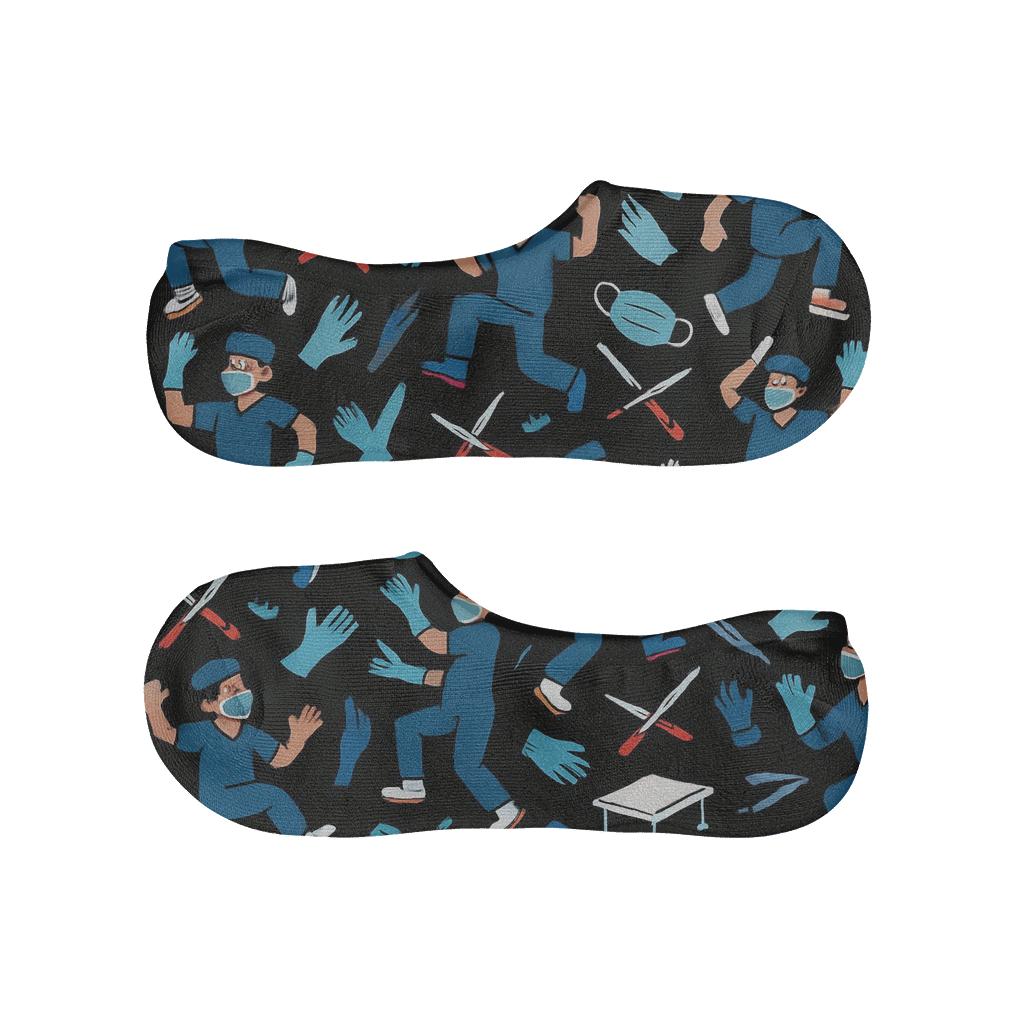 Operating Room Parade With Surgeon Icons designer printed no-show socks