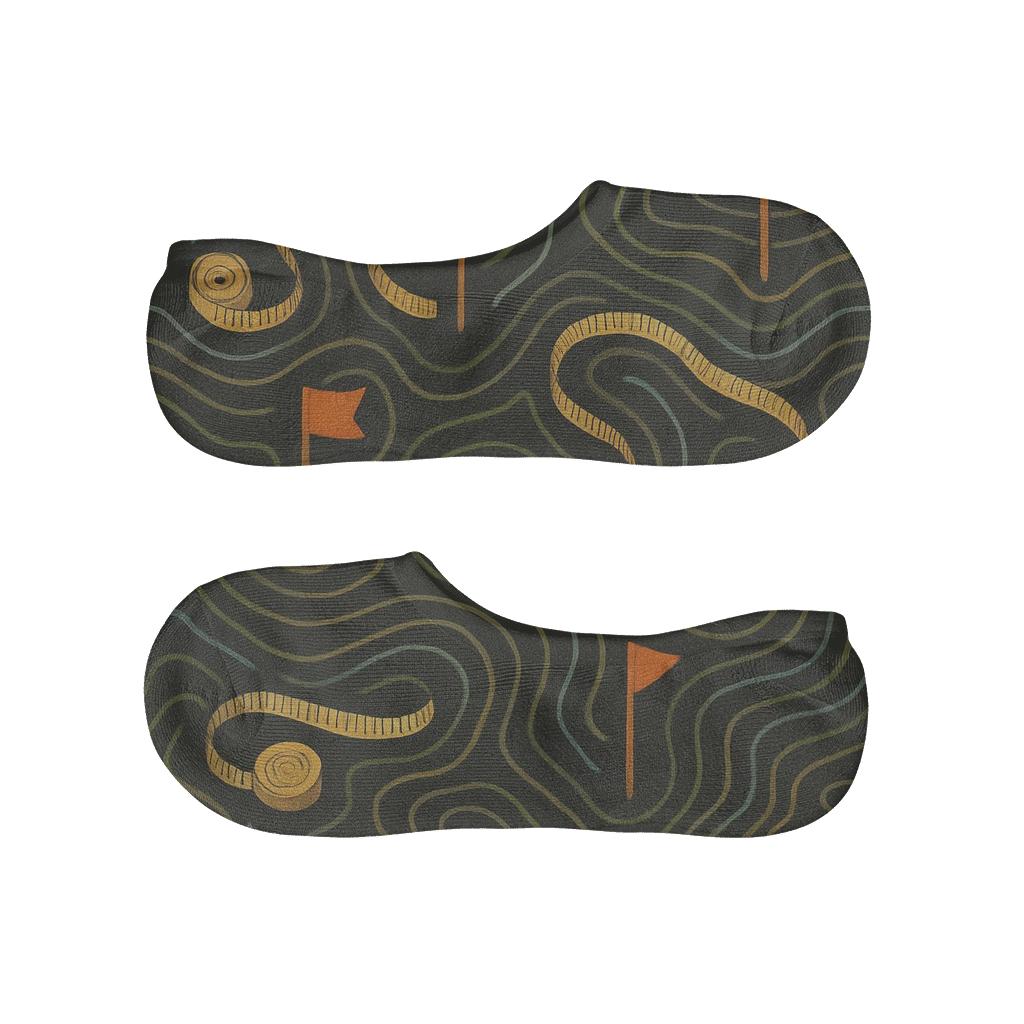 Contour Line Tapestry With Surveyor Tools personalized invisible socks
