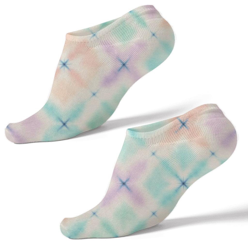 Pastel Shibori Diamond Lattice On Ivory Background custom ankle socks