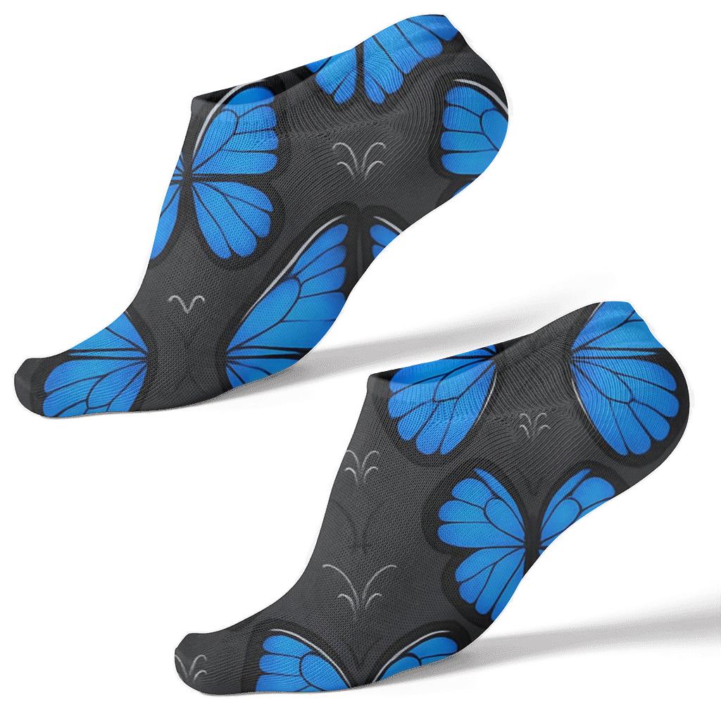Iridescent Morpho Wing Vein Lattice On Charcoal Background stylish athletic ankle socks