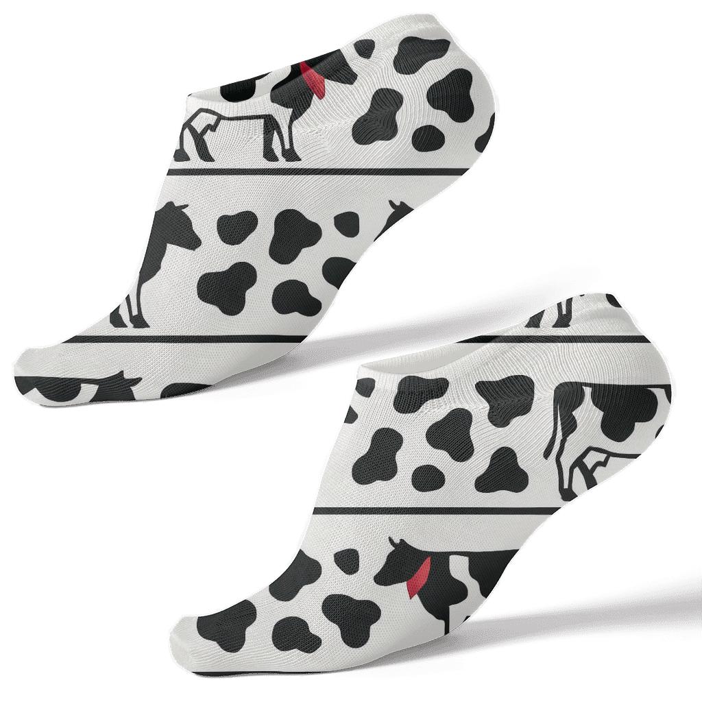 Modern Minimal Cow Silhouette Border Stripe premium sports ankle socks