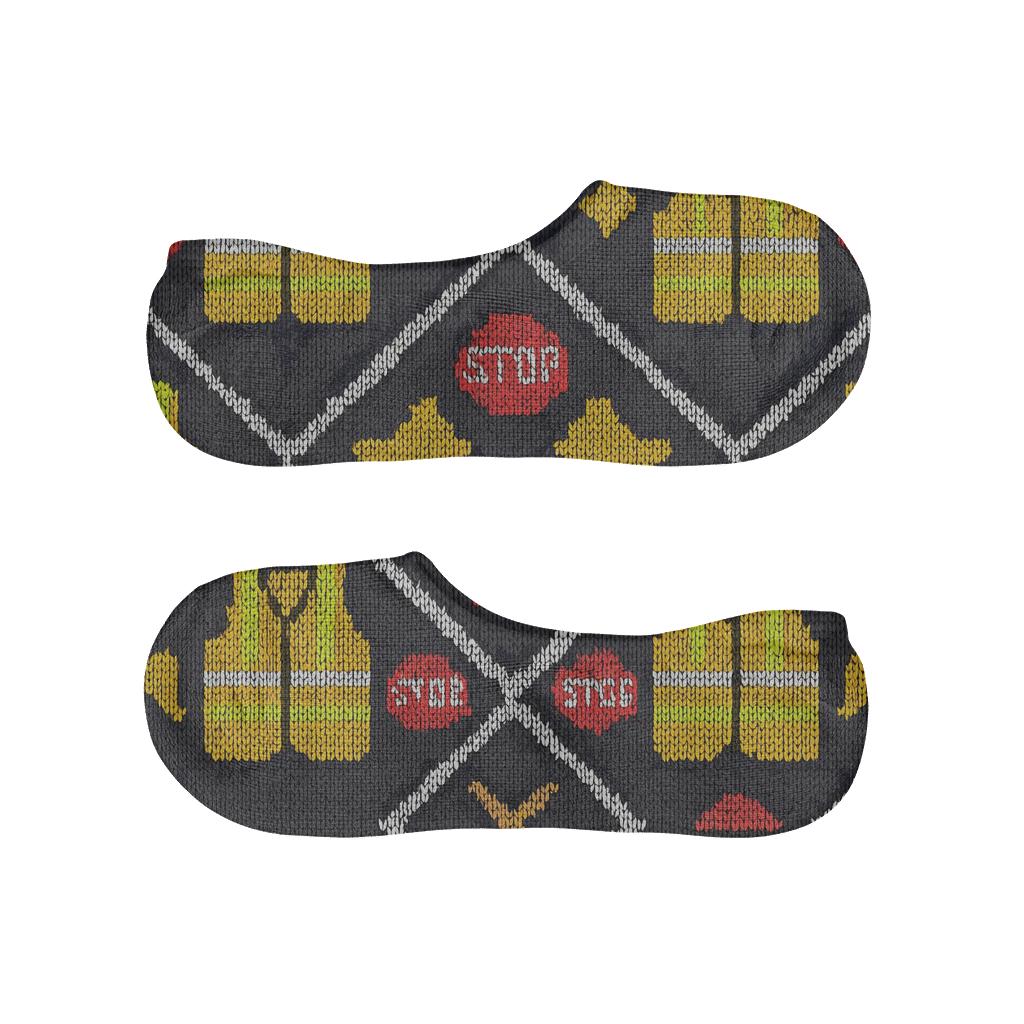 Crossing Guard Reflective Stripe Lattice comfortable low-cut socks