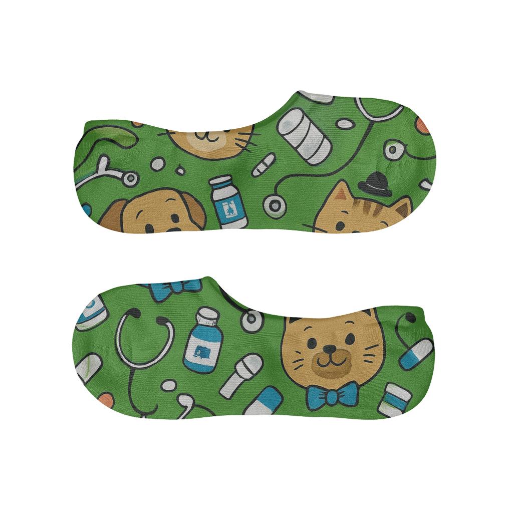 Playful Pets With Veterinarian Tools In Diagonal Toss personalized invisible socks
