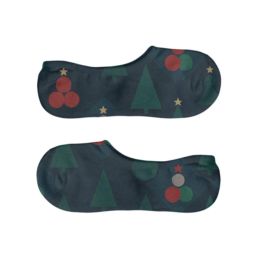 Midnight Blue Lattice With Christmas Tree Ornaments personalized invisible socks
