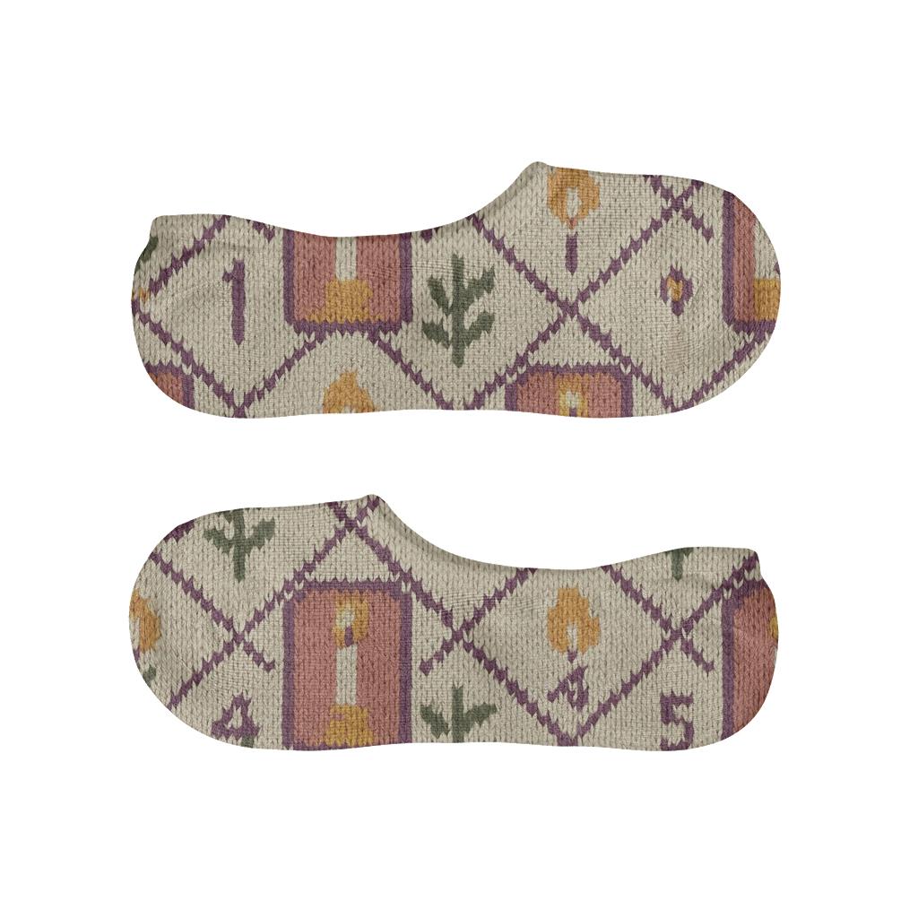 Knitted Chevron With Advent Candles Emblems designer printed no-show socks