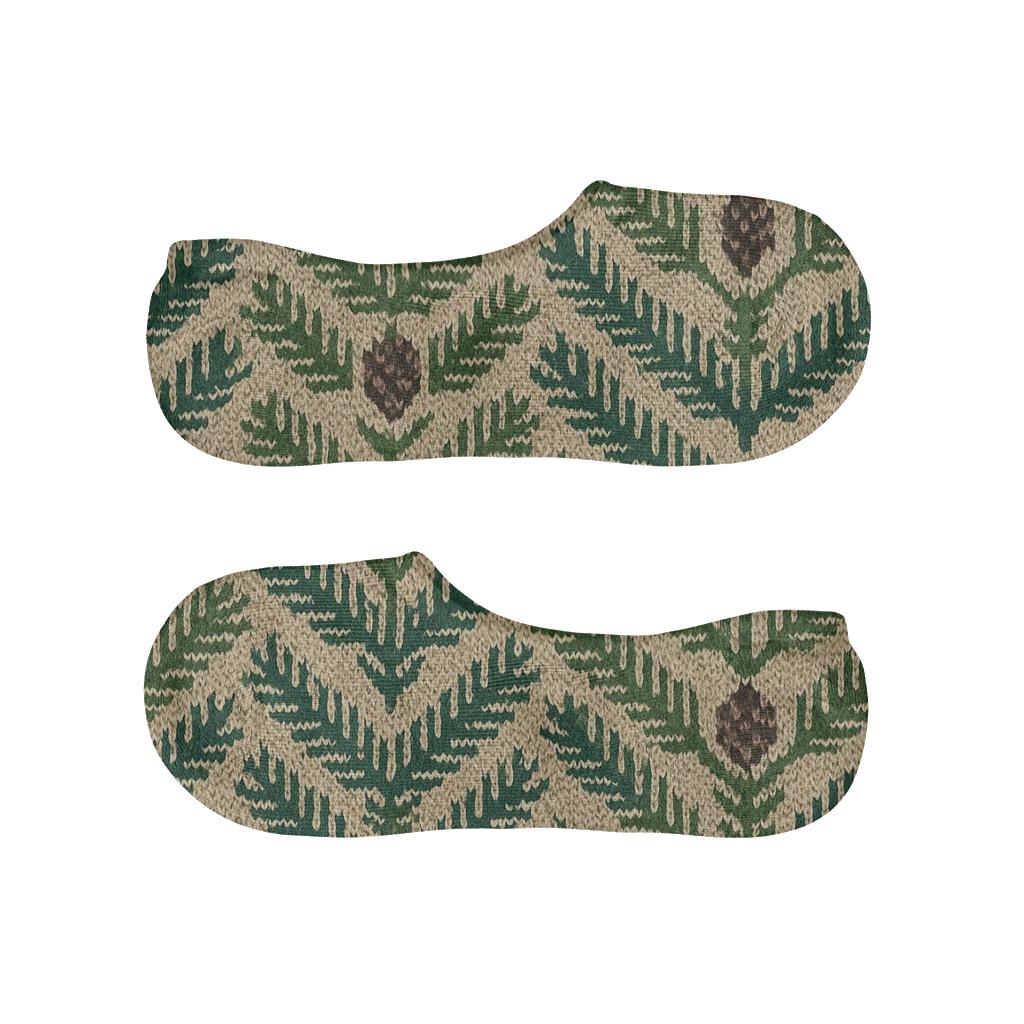 Knitted Chevron Evergreen Branches Study low cut no-show socks