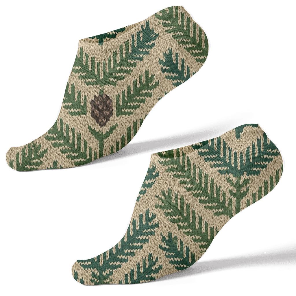 Knitted Chevron Evergreen Branches Study stylish athletic ankle socks
