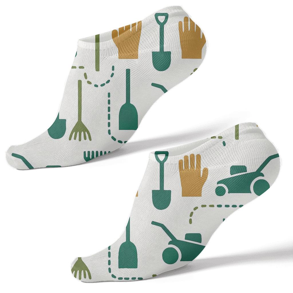 Groundskeeper Grid Of Tool Silhouettes personalized ankle socks